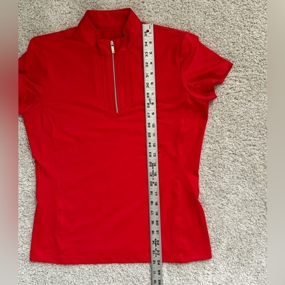 Tail Bright Cherry Red Women’s Short Sleeve Collarless Golf Polo - Picture 7 of 7